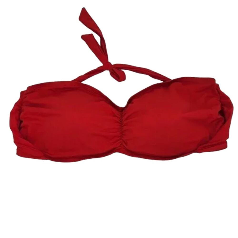 Swimsuits For All Red Halter Tie Neck Banded Style Bikini Top Size 24